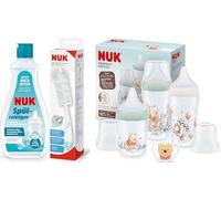 NUK Perfect Match - Ensemble de biberons Winnie l'ourson et kit de nettoyage pour un nettoyage en profondeur des biberons - 3 biberons anti-coliques et tétine d'espace - Nettoyant vaisselle 500 ml et