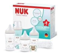 NUK Perfect Match Perfect Start Ensemble de biberons | 0-6 mois | 4 biberons anti-coliques (150 ml, 260 ml), 2 tétines, 1 sucette Perfect Match Air, 1 goupillon | Arc-en-ciel | Lot de 8