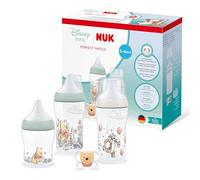 NUK Perfect Match Set Biberons & Sucette | 0-6 Mois | 3 Biberons Anti-Colique (150 ml, 260 ml), 1 Sucette Perfect Match Air | Disney Winnie l’Ourson | Lot de 4