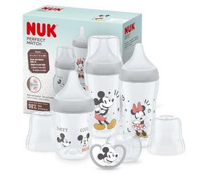 NUK Perfect Match set de biberons | 0-6+ mois | S’adapte au palais de bébé | 3 biberons anti-coliques et tétine Space | Disney Mickey Mouse | 4 pièces