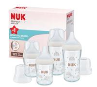 Set de biberons NUK Perfect Match | 3+ mois | S’adapte au palais de bébé | Contrôle de la température | Évent anti-coliques | 120 ml et 230 ml | Sans BPA | Tétines en silicone | Arc-en-ciel | 4 pièces