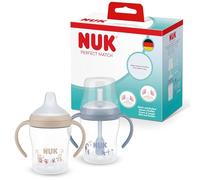 NUK Perfect Match Tasse d’apprentissage avec paille pour bébé | 6+ mois | 150 ml | Tasse avec paille anti-fuite pour bébé | Poignées antidérapantes | Singe/Pingouin | Lot de 2
