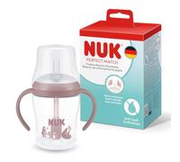 NUK Perfect Match Tasse d’apprentissage avec paille pour bébé | 8+ mois | 150 ml | Tasse avec paille anti-fuite pour bébé | Poignées antidérapantes | Rose | Lot de 1