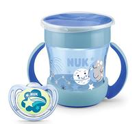 NUK Perfect Night Ensemble tasse et tétine avec effet lumineux | Mini Magic Cup Night Gobelet d'apprentissage avec poignées (230 ml) | Tétine en silicone Freestyle Night | 6+ mois | Bleu