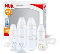 NUK Perfect Start First Choice+ Lot biberon - 0-6 mois - 4 biberons anti-coliques, 1 sucette, 1 goupillon et plus encore - Sans BPA - Lot de 10 pièces
