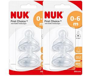 Nuk silicone tétines 10124015 First Choice +, taille 1 (0-6 mois) M, 2-pack (2 x Blister 2er)