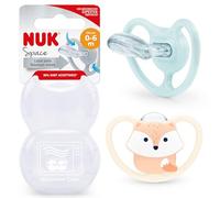 NUK Space Baby - Lot de 2 tétines avec ventilation supplémentaire pour peau sensible et sensible - Silicone sans BPA - Renard - 0 à 6 mois