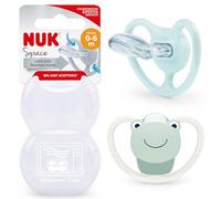 NUK Space Baby Lot de 2 tétines pour bébé de 0 à 6 mois avec ventilation supplémentaire pour les peaux sensibles, silicone sans BPA, grenouille