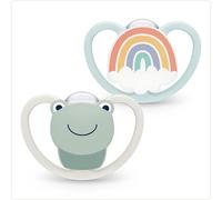 NUK Space Lot de 2 tétines avec ventilation supplémentaire pour peaux sensibles en silicone sans BPA pour garçon 0 à 6 mois