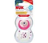 NUK Star Day&Night sucette en silicone 10176289 | Sans BPA | 2 pièces | rose/blanc