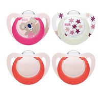 NUK Star Night Tetine pour bébé | 18-36 mois | Apaise 99 % des bébés | Sucettes en silicone sans BPA | Brille dans le noir pour la retrouver la nuit | Koala | Lot de 4