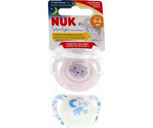 Nuk Starlight Jour et Nuit Sucettes 0-6 Mois 2uts