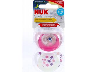 Nuk Starlight Jour et Nuit Sucettes 6-18 Mois 2uts