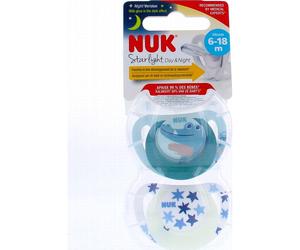 Nuk Starlight Jour et Nuit Sucettes 6-18 Mois Crocodile 2uts
