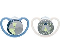 NUK Sucettes en silicone 6-18m Space Night Lot de 2 étoiles de mouton
