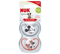 NUK Tétine Disney Mickey Mouse Espace Taille 3 18-36M Gris et Blanc 2 IN Paquet
