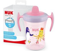 NUK Trainer Cup Gobelet à boire, gobelet anti-fuite avec bec souple & poignées ergonomiques, 6+ mois, 230 ml, sans , rose Pingouin Pingouin (Rose)