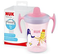 NUK Trainer Cup tasse d'apprentissage | embout souple | antifuite | 6+ mois | sans BPA | 230ml | pingouin (rose)