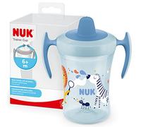 NUK Trainer Cup tasse d'apprentissage | embout souple | antifuite | 6+ mois | sans BPA | 230ml | zèbre (bleu)