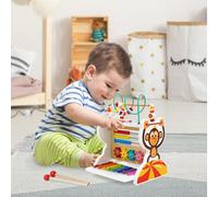 Nukdey 5 In 1 Wooden Activity Toy: Xylophone Baby Toy,Abacus,Bead Maze,Gears,Clock: Musical Instrument Toy For Children 1,2,3,4,5 Years Old