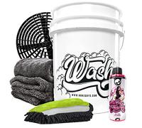 Nuke Guys Kit de lavage manuel pour voiture - Seau de lavage avec insert GritGuard + shampoing Pink Cherry 0,5 l + éponge de lavage 3en1 + chiffon sec Gamma Dryer Twisted Pile XXL