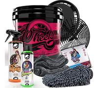 Nuke Guys Kit de lavage professionnel pour voiture pour un lavage optimal à la main : seau Nuke Guys Wheels 3,5GAL + couvercle, shampooing épais 500 ml, nettoyant pour jantes 1 L, Shiny Wheels 2en1