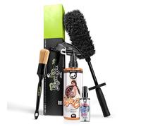 Nuke Guys Kit de nettoyage pour jantes | Nettoyant pour jantes 500 ml + brosse en microfibre + vitrificateur de jante 100 ml + pinceau pour jantes de voiture | Kit d'entretien des jantes de voiture