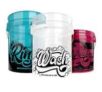 Nuke Guys Lot de 3 Seaux Transparents pour Lavage de Voiture - Kit de Nettoyage Extérieur, Accessoires pour Moto et Vélo