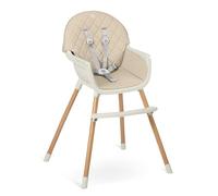 Nukido Chaise haute 3 en 1 pour bébé, enfant, plateau amovible, ceinture de sécurité, stable, facile d'entretien, chaise haute pour bébé à partir de 6 mois, beige Lilo