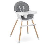 Nukido Chaise haute pour bébé et enfant - 3 en 1 - Plateau amovible - Réglable - Ceinture de sécurité stable - Facile d'entretien - Chaise haute pour bébé à partir de 6 mois - Lilo blanc gris
