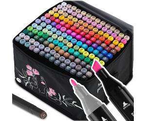 Nukido Lot de 168 marqueurs à alcool avec pochette double face étanches