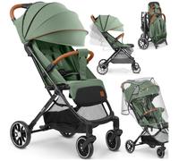 Nukido Poussette Canne Pour Bébé 0-36 Mois 0-15 kg Pliage Automatique En 2 Secondes Roues Avant À 360° Amorties Grandes Roues Arrière Tout-Terrain Vert Paseo
