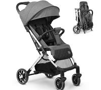 Nukido Poussette Canne Pour Bébé Avec Sac De Transport 0-36 Mois 0-15 kg Pliage Automatique En 2 Secondes Roues Avant À 360° Amorties Grandes Roues Arrière Tout-Terrain Gris Foncé Paseo