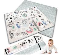 Nukido Tapis d'éveil double face pour bébé - Matelas de sol pour chambre d'enfant - Tapis d'éveil pliable - Jouet pour enfants de 0 à 6 mois - Gris - 150 x 180 x 1,5 cm