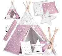 Nukido Teepee tente avec lumières pour enfants - rose avec étoiles