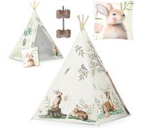 Nukido Tente Tipi pour Enfants Tente De Jeu Cabane Enfant Intérieur Et Extérieur Beige