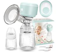 Nukido Tire-lait électrique portable 3 modes Affichage LED Sans BPA Silicone Turquoise Blanc