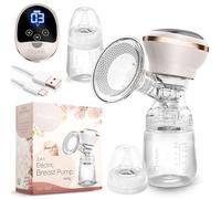 Nukido Tire-lait électrique portable 3 modes d'affichage LED sans BPA silicone blanc doré
