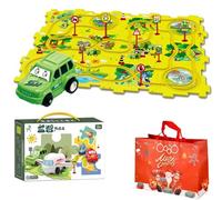 Nukids Puzzle Racer Car Track Set, Nukids Puzzle Racer Kids Car Track Set, Nukids Puzzle Racer, Puzzle Track Car Play Set Racer Track Set for Kids Ages 3+ Boys and Girls (Dinosaur,25Pcs)