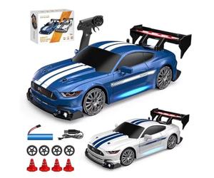 NULA Mini voiture RC Drift 1/24, 4WD télécommandée, voiture de course à grande vitesse, avec 30 km/h, 2,4 GHz, véhicule électrique avec éclairage LED pour adultes - 2 batteries