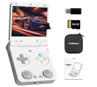 NULA Miy-oo Flip V2 Console de jeu portable rétro avec carte TF 64 Go, écran IPS 3,5", système Linux RK3566, processeur quad-core Cortex-A55, batterie 3000 mAh et émulateur de jeu WiFi