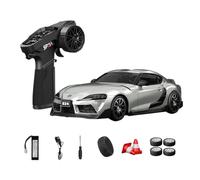 NULA Voiture télécommandée 1:24 RC Drift D24 RTR 4WD High Speed entièrement proportionnelle avec pneus gyro, drift et course, effets de lumière LED (Q4 argent liquide/D24-01)