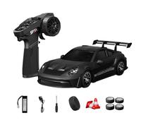 NULA Voiture télécommandée RC Drift 1:24 RTR 4WD High Speed entièrement proportionnelle avec pneus gyro, drift et course, effets de lumière LED (Q6 noir mat/D24-03)