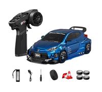 NULA Voiture télécommandée RC Drift 1:24 RTR 4WD High Speed entièrement proportionnelle avec pneus gyro, drift et course, effets de lumière LED (Q1 bleu métallisé/D24-04)