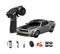 NULA Voiture télécommandée RC Drift 1:24 RTR 4WD High Speed entièrement proportionnelle avec pneus gyro, drift et course, effets de lumière LED (Q2 argent liquide/D24-02)