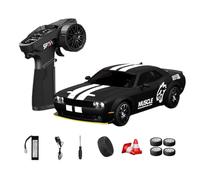 NULA Voiture télécommandée RC Drift 1:24 RTR 4WD High Speed entièrement proportionnelle avec pneus gyro, drift et course, effets de lumière LED (Q4 noir mat/D24-02)