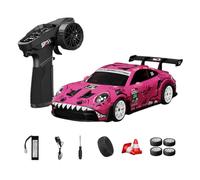 NULA Voiture télécommandée RC Drift D24 RTR 1:24, 4WD, haute vitesse, entièrement proportionnelle, avec pneus gyro, drift et course, effets de lumière LED (S2 rose/D24-03)