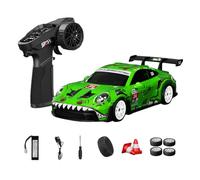 NULA Voiture télécommandée RC Drift D24 RTR 1:24, 4WD, haute vitesse, entièrement proportionnelle, avec pneus gyro, drift et course, effets de lumière LED (S1 vert / D24-03)