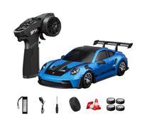 NULA Voiture télécommandée RC Drift D24 RTR 1:24 RTR 4WD High Speed avec pneus gyro, drift et course, effets de lumière LED (Q8 bleu métallisé/D24-03)