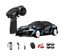 NULA Voiture télécommandée RC Drift D24 RTR 1:24 RTR 4WD High Speed avec pneus gyro, drift et course, effets de lumière LED (S3 noir/D24-01)